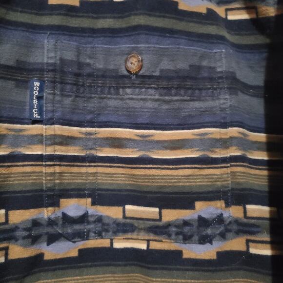 VTG WOOLRICH MEN'S SOUTHWEST PRINT 100% COTTON FLANNEL LS BUTTON DOWN SHIRT XL - Picture 6 of 9